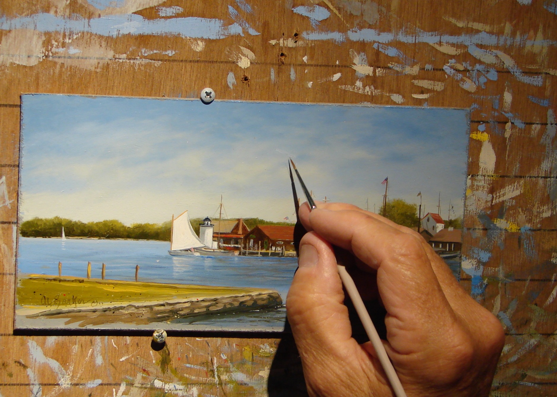 Al Barker,Painting Mystic Seaport-Plein Air Studio touchup